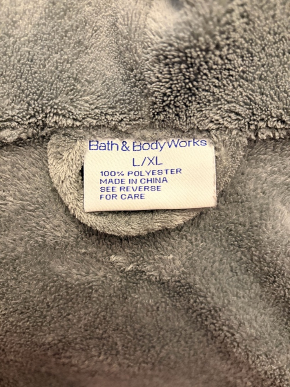 Bath & Body Works Plush Hooded Robe - Gray - Picture 3 of 3